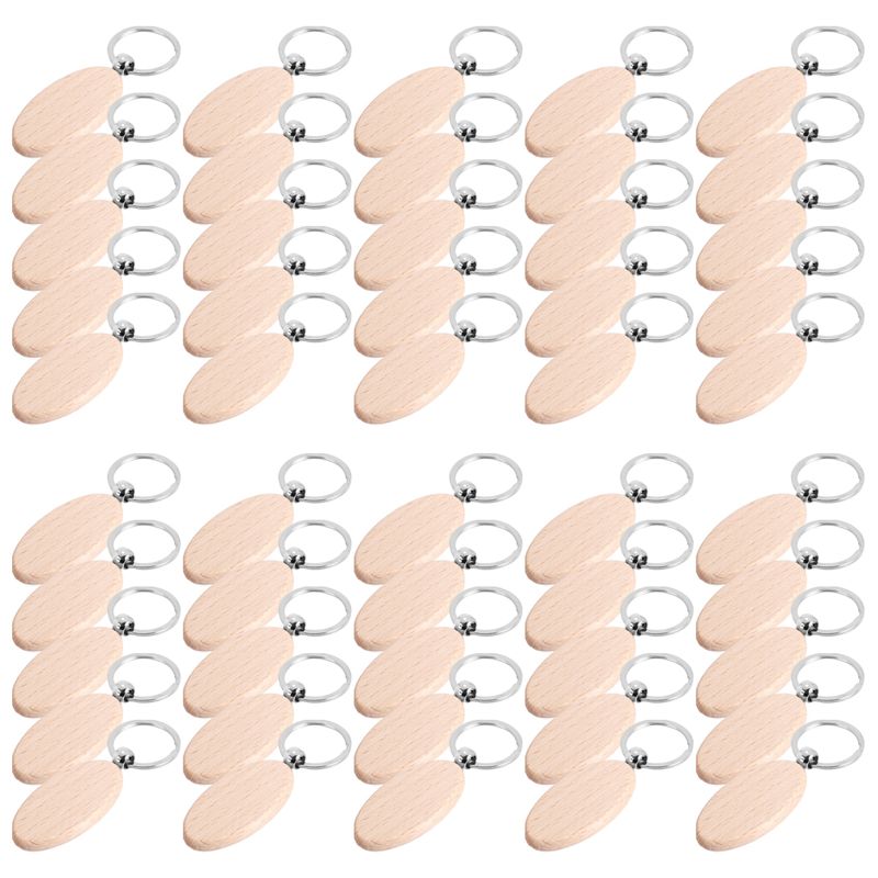 AT05-1Set Wooden Keychain Oval - Wood Ring Blank recension och pris