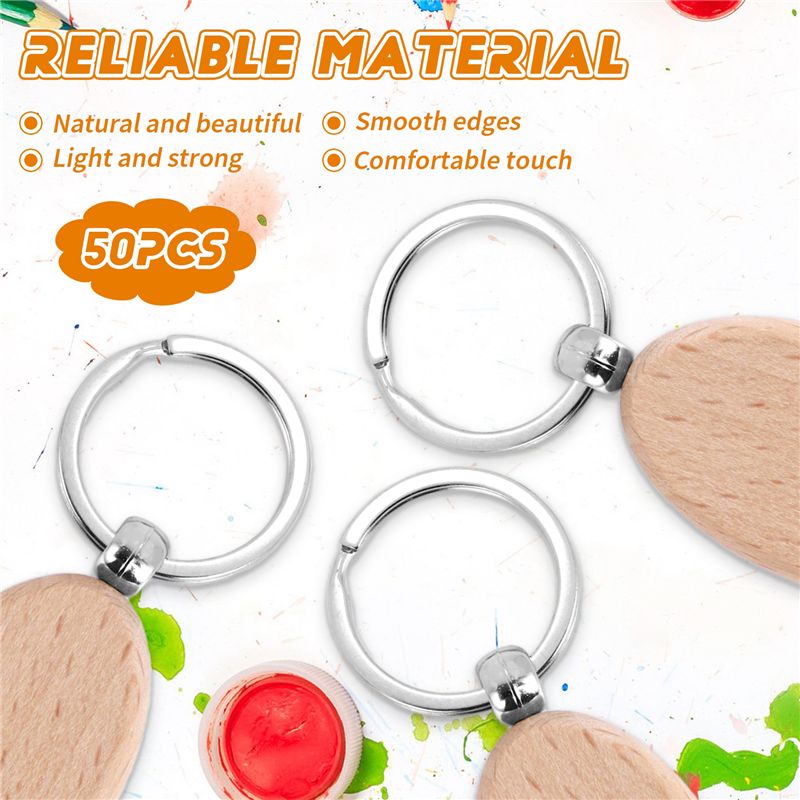 AT05-1Set Wooden Keychain Oval - Wood Ring Blank recension och pris