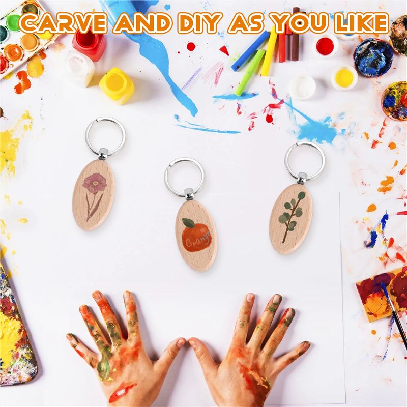 AT05-1Set Wooden Keychain Oval - Wood Ring Blank recension och pris